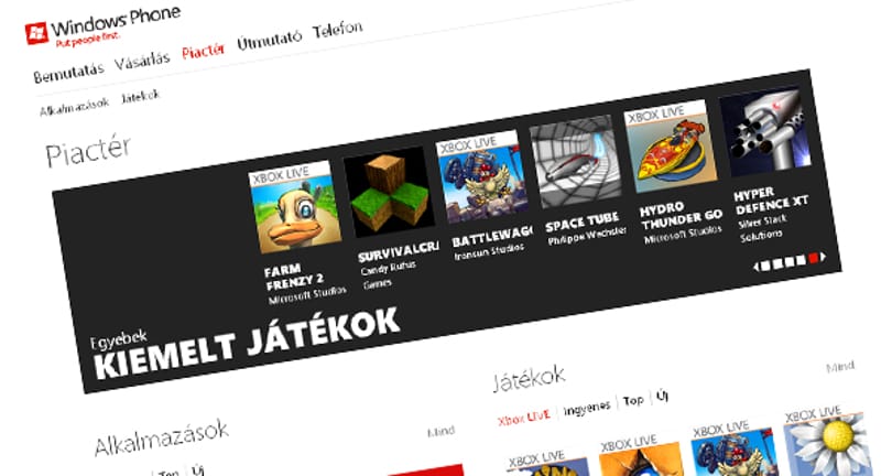 Már 50 000 alkalmazásnál tart a Windows Phone Marketplace