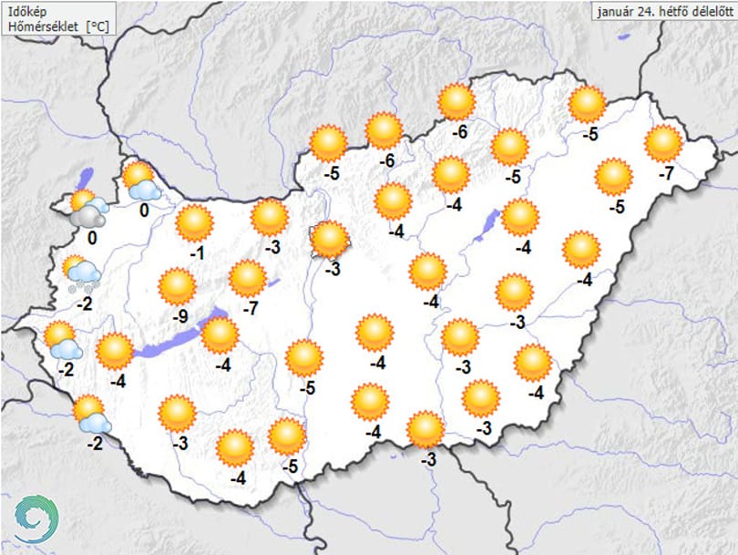 Mínuszokkal terhelt, napos idő várható