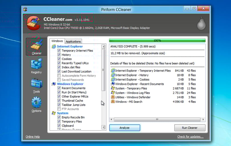 Az új Ccleaner már a Windows 8-at is támogatja!