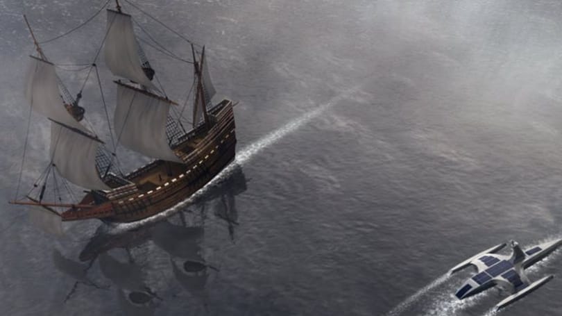 Nincs rajta ember, saját magát vezeti el Angliából Amerikába a Mayflower hajó 400 évvel későbbi utódja