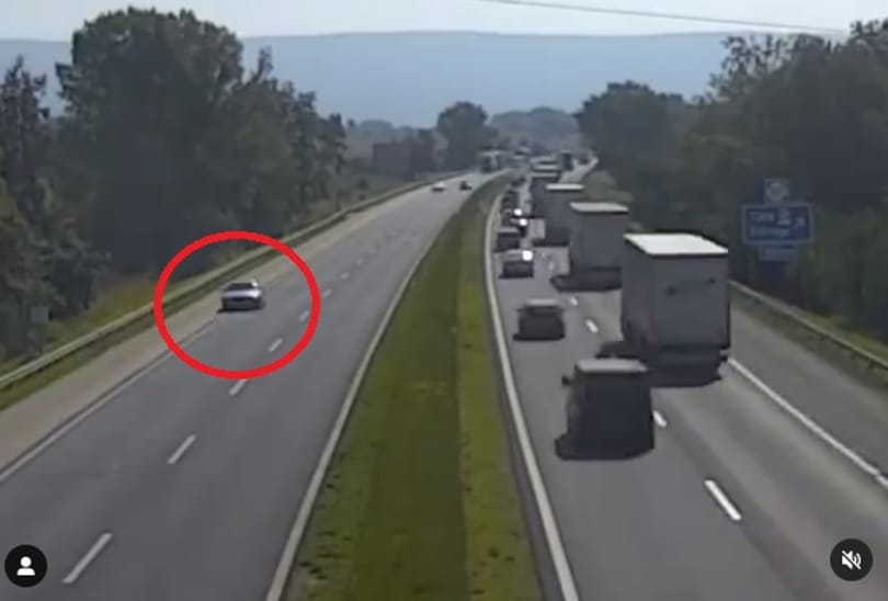 A sztráda pihenőjében hagyta egyik családtagját, fogta magát, és megfordult az M1-esen