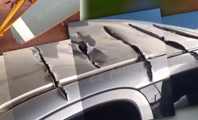 Alacsonyan szálló repülő kaszabolta össze egy autó tetejét
