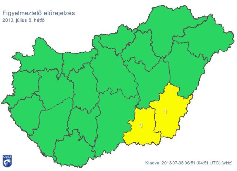 Itt a figyelmeztetés: vihar jöhet délután – térkép