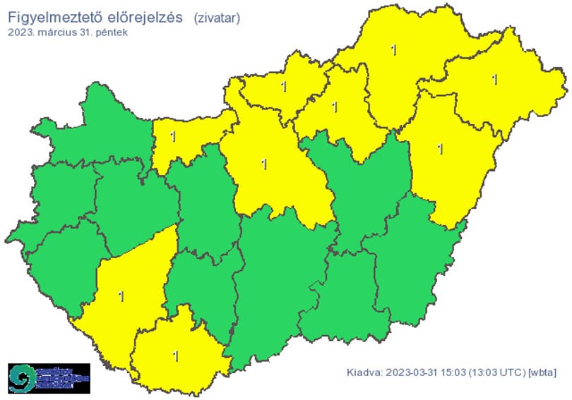Jégeső, villámlás, széllökés – figyelmeztetést adott ki az Országos Meteorológiai Szolgálat