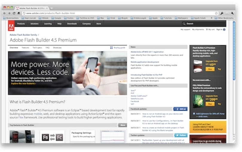 Már iPhone-ra, iPadre és BlackBerry PlayBookra is fejleszthetünk a Flash Builderrel
