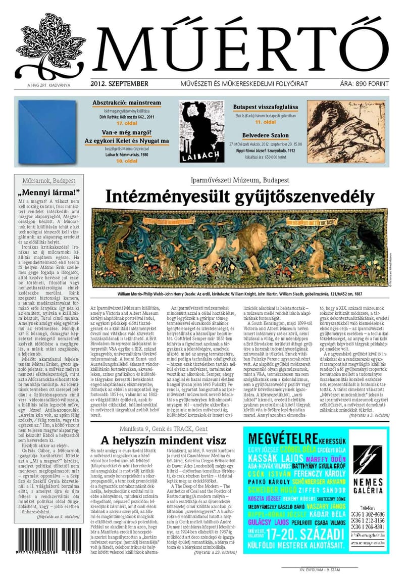 Megjelent a Műértő szeptemberi lapszáma