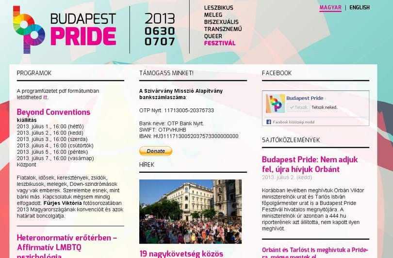 A Budapest Pride oldala töltődik be a Békemenet helyett