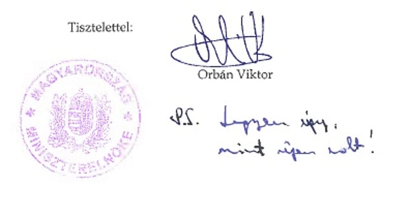 Fotó - Orbán Viktor kézírással: 