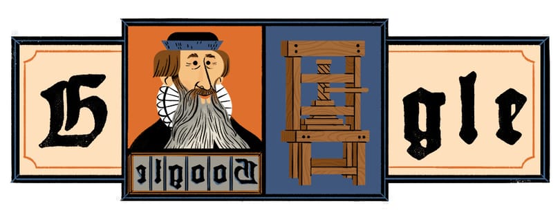 Miért van éppen ma Johannes Gutenberg a Google főoldalán?