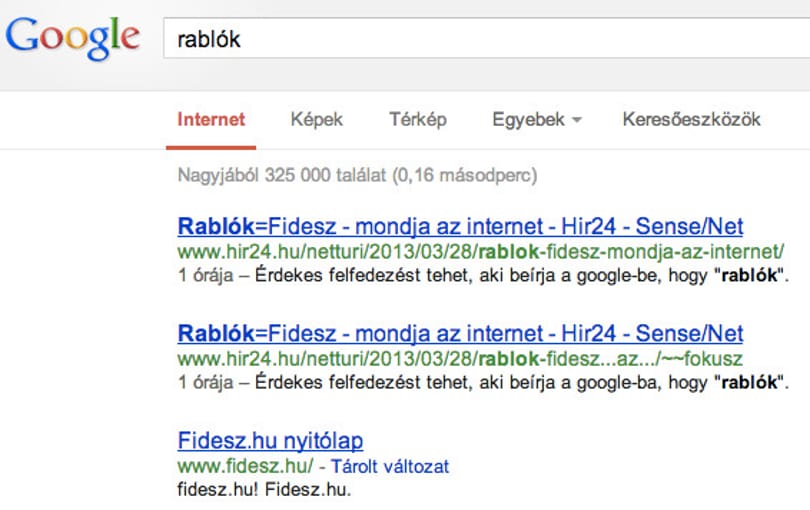 Rablóként ismeri fel a Fideszt a Google kereső