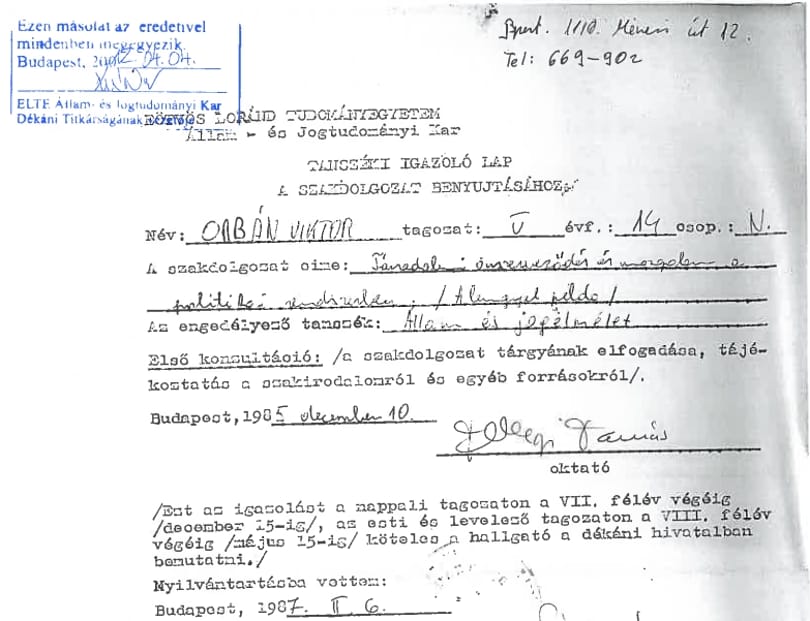 Itt még elolvashatja Orbán Viktor szakdolgozatát a civilekről