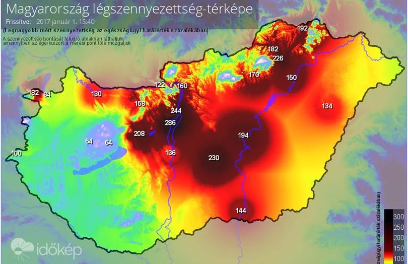 Brutális az újévi szmogtérkép, Pest környékén a legrosszabb most a levegő