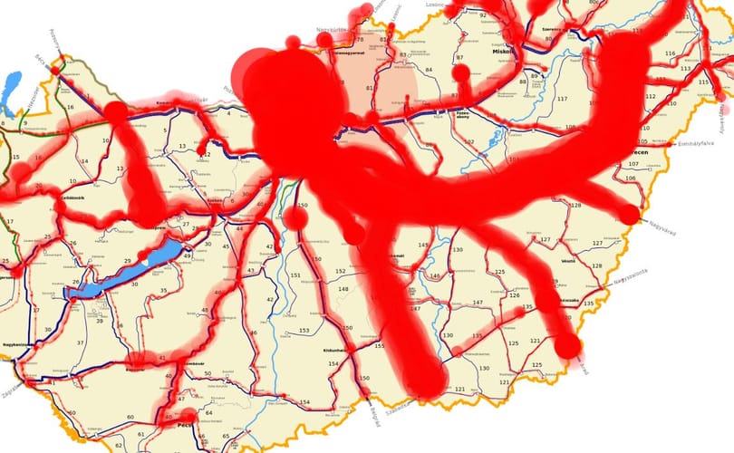 Nézzen rá erre a térképre, szörnyülködni fog: így esett el tegnap a MÁV, így késnek ma is a vonatok