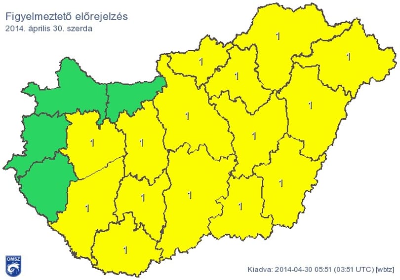 Felhőszakadásra is számítani lehet szinte mindenütt - térkép