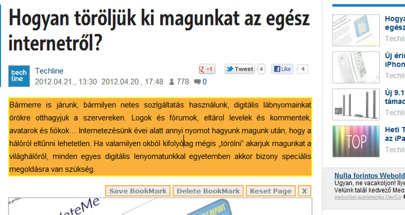 Jelöljön ki szövegeket későbbi olvasásra!