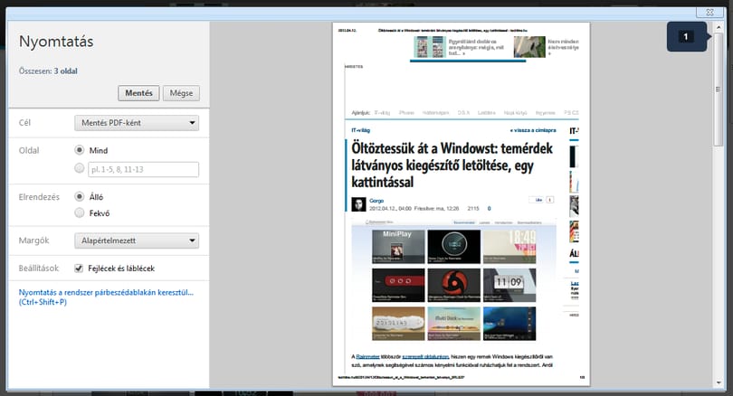 Weblapok mentése PDF-be, a Chrome egyik rejtett funkciójával