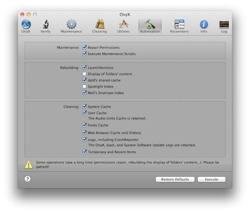A hét maces alkalmazása: Onyx - az OS X optimalizálása