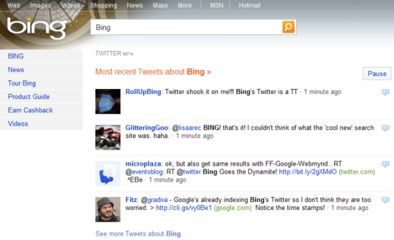 Folytatódik a Bing és a Twitter románca