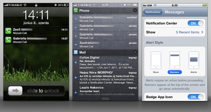 iOS 5: üzenetek bárhol, bármikor - Notifications Center