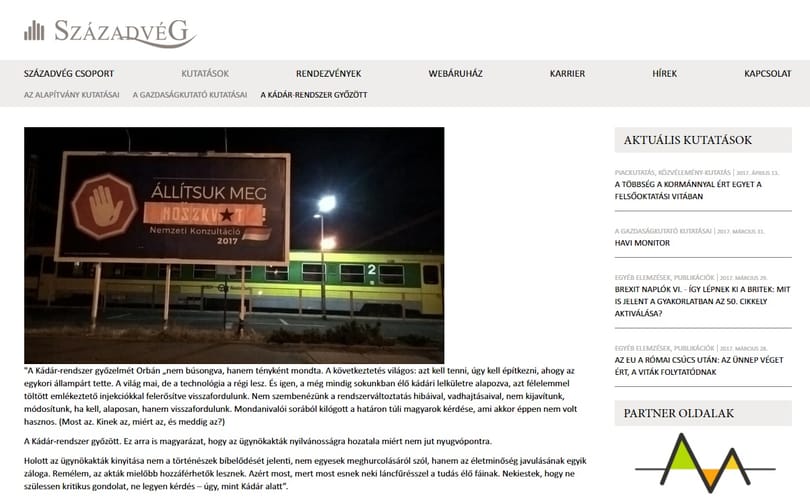 Meghekkelték a Századvég honlapját