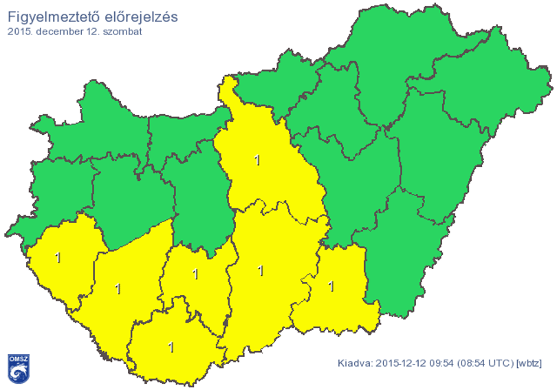 7 megyére figyelmeztetést adtak ki - térkép