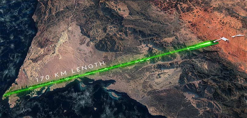 Műholdképeken már látszódik, hogy épül Szaúd-Arábia 170 km hosszú városa
