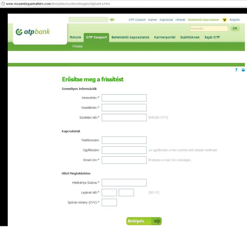 Megtévesztő adathalász oldalra figyelmeztet az OTP