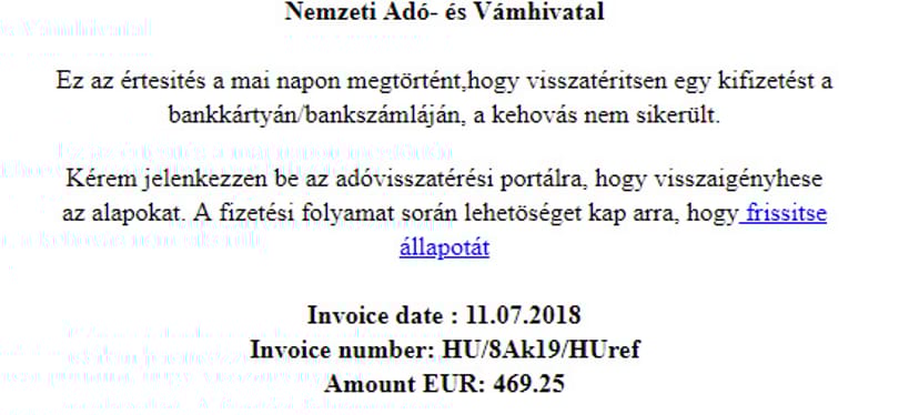 Vigyázzon, ha ilyen emailt kap, csalók vadásznak az adataira a NAV nevében