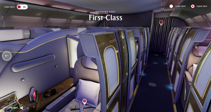 Otthon ülve is körülnézhet az Emirates luxusrepülőjén