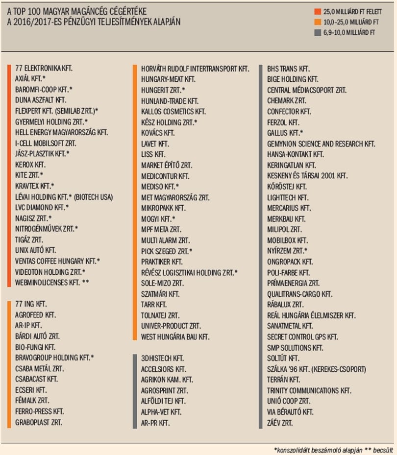 A 100 legértékesebb magyar magáncég listájáról nemcsak Mészáros nevét fogja hiányolni