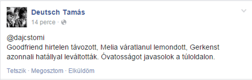 Deutsch Tamás fenyegetőzik, vagy mi