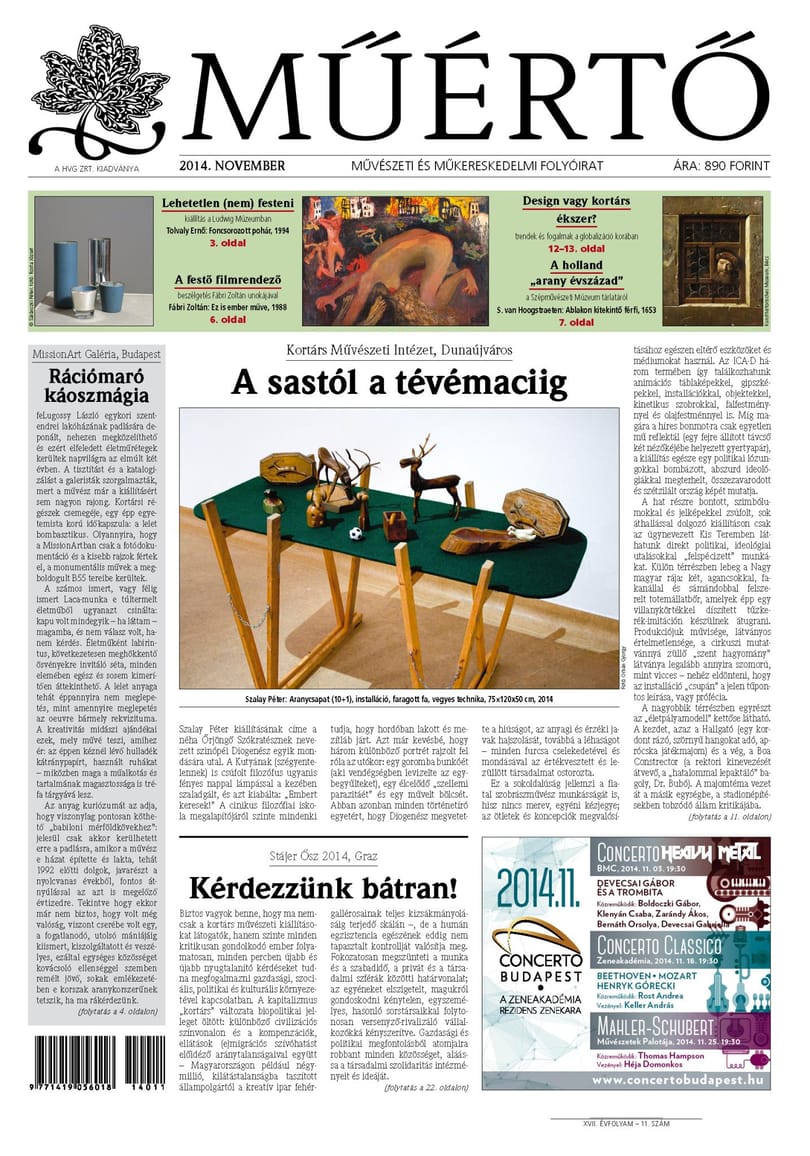 Megjelent a Műértő novemberi lapszáma