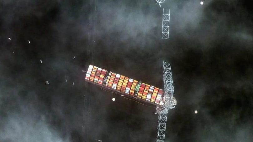 Műholdképeket mutattak be a baltimore-i híd összeomlásáról