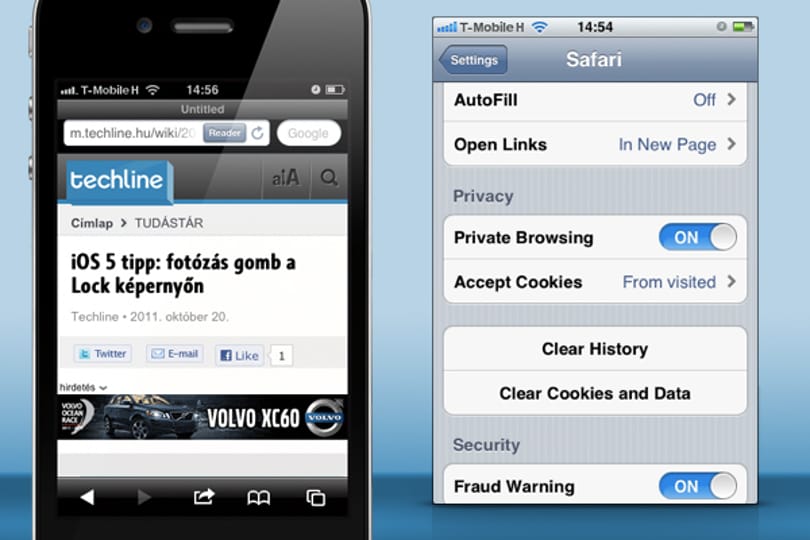 iOS 5 tipp: a privát böngészés engedélyezése