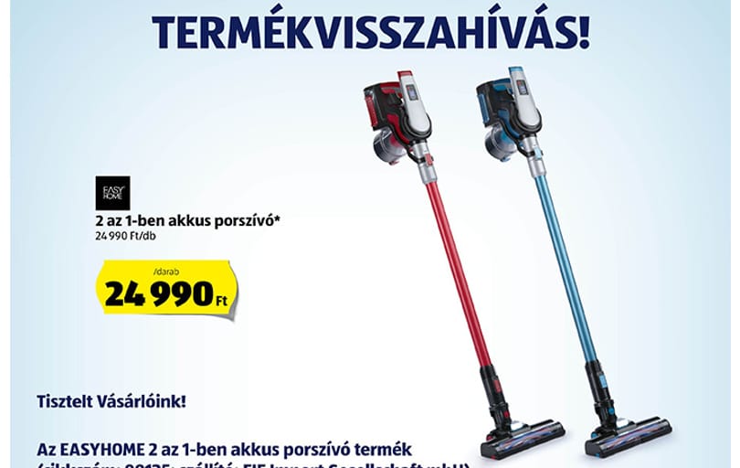 Veszélyes porszívót hív vissza az Aldi