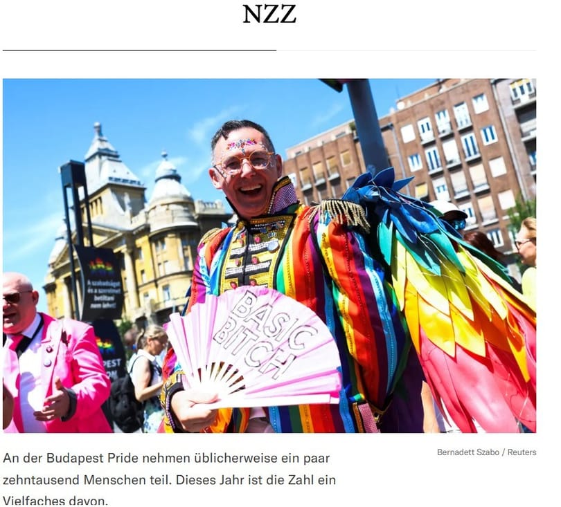 Neue Zürcher Zeitung: Primitív elterelő hadműveletnek érzik a Pride-betiltást