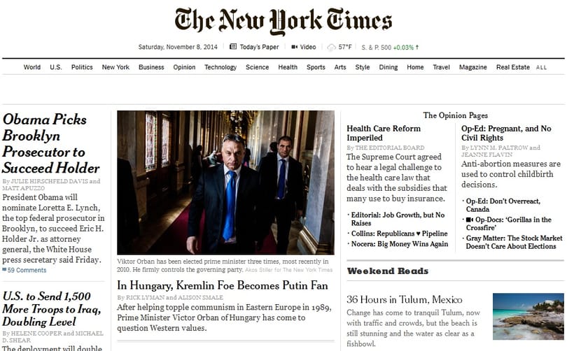 Címlapsztoriban ekézi Orbán Viktort a New York Times