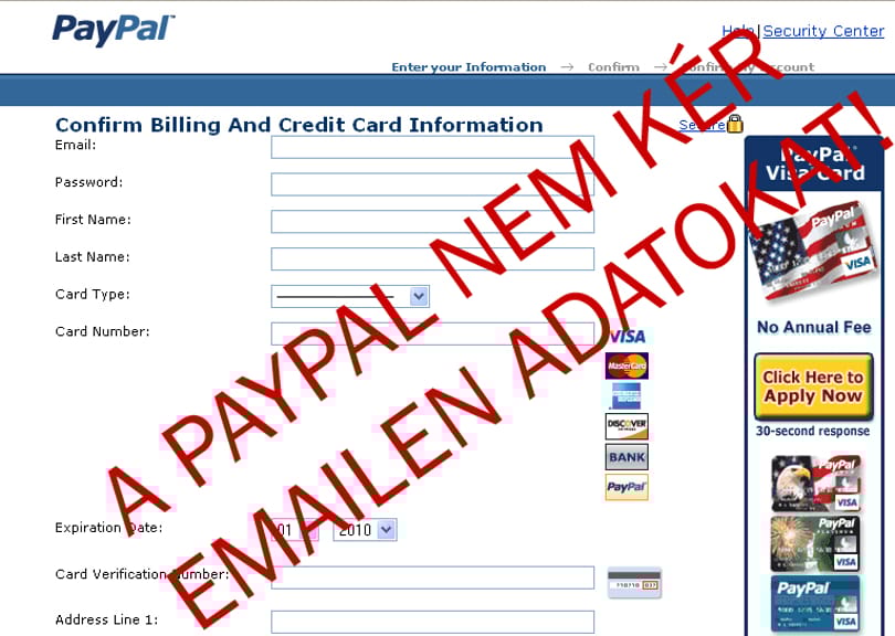 10 tipp „PayPal” spam ellen