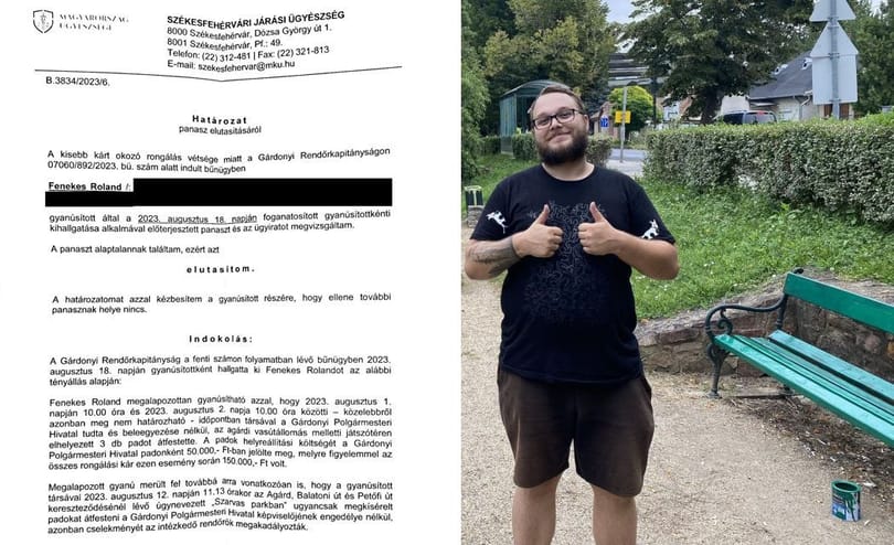 Állítólag 150 ezer forintért sikerült visszafestetnie Gárdonynak a kutyapártosok által felújított három darab padot
