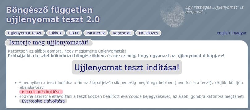 Digitális ujjlenyomat a neten