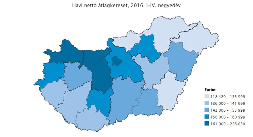 Térképek: kettészakadt az ország, ha a fizetéseket nézzük