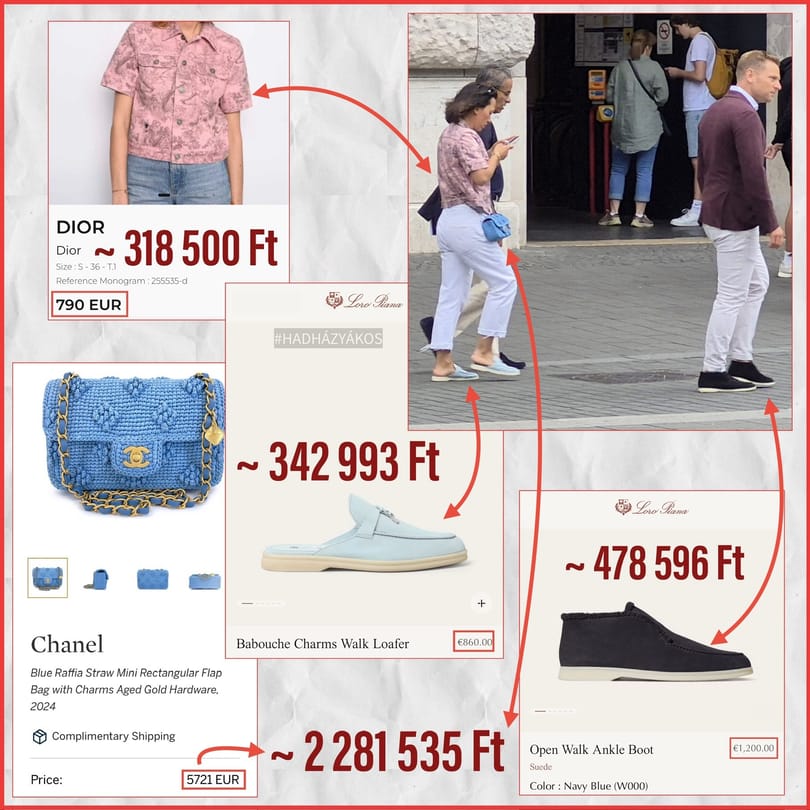 Orbán Ráhel 2,3 milliós Chanel táskával, Tiborcz István félmilliós cipőben sétált az Rákosrendezőt kinéző arab befektetővel