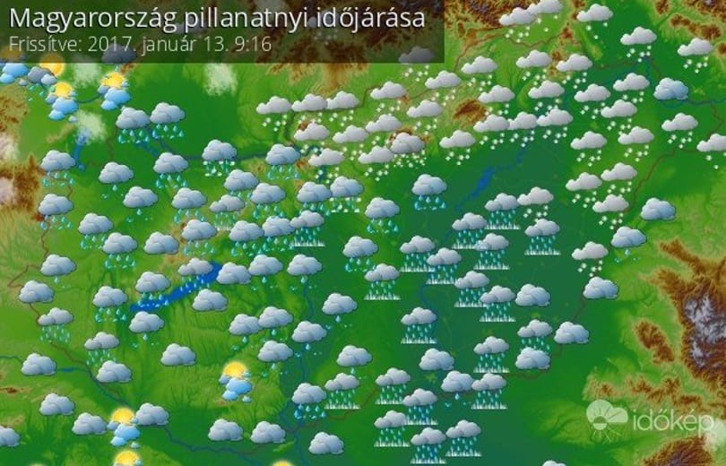 Hóban, jégben, vízben áll az ország - nem vicces a felhőtérkép