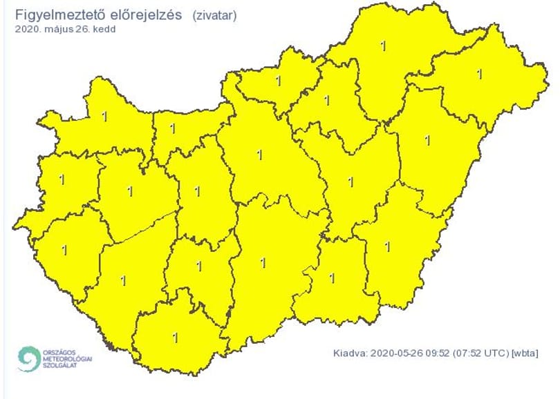Riasztást és figyelmeztetést is kiadott a meteorológiai szolgálat