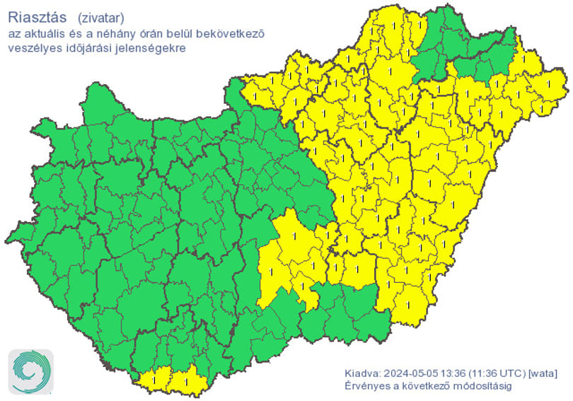 Zivatarjelzést adtak ki Kelet-Magyarországra