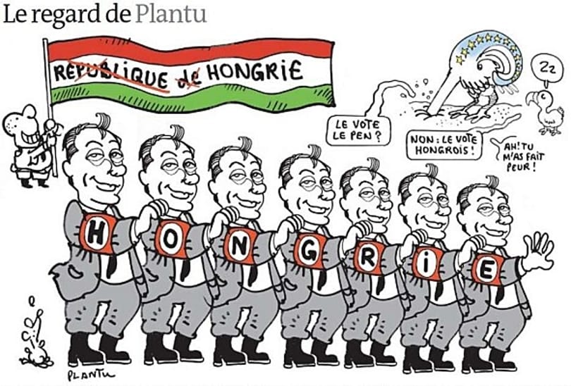 Náci-Orbán a Le Monde karikatúráján