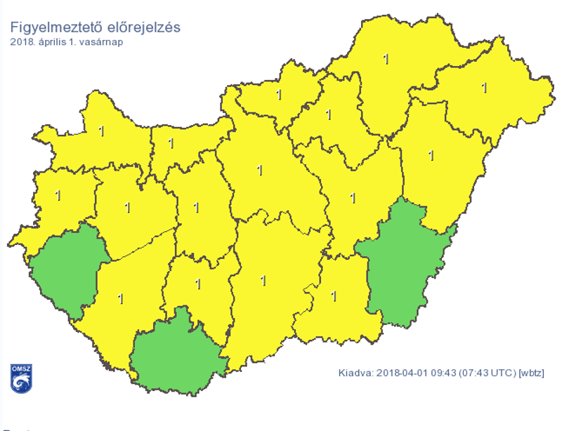 Csaknem az egész országra riasztást adtak ki
