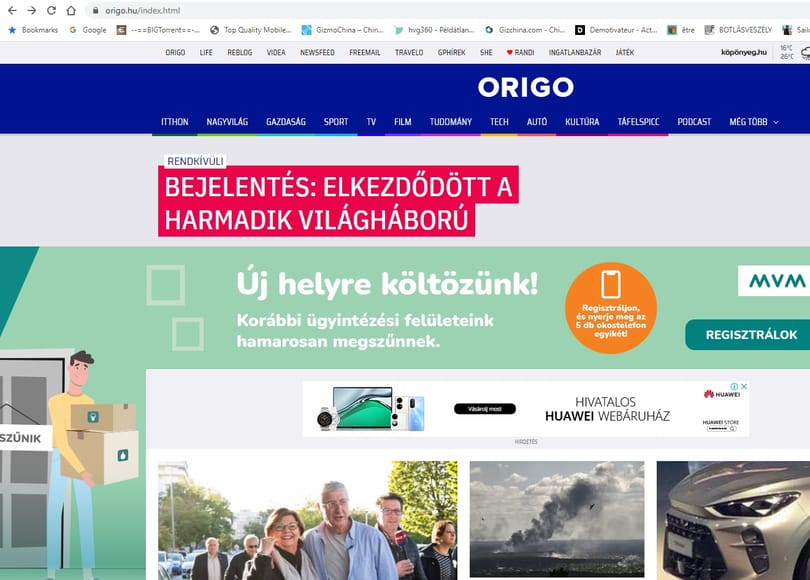 Az orosz állami tévében 9 napja bemondták, az Origo rendkívüli hírként kitette: “elkezdődött a harmadik világháború”