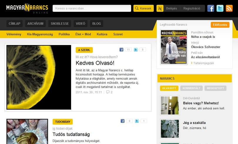 Megújult a Magyar Narancs honlapja
