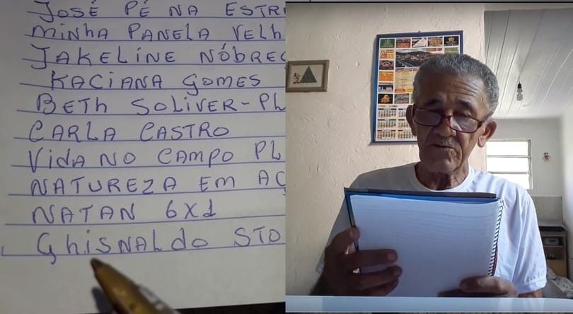 Kézzel írta le füzetébe követői nevét az idős YouTube videós, majd megköszönte nekik a feliratkozást